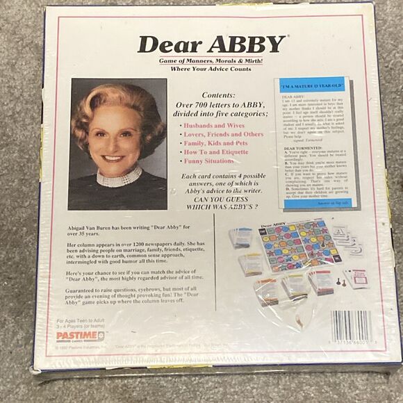 Dear Abby Game of Manners Morals Mirth Pastime Games 1992 Sealed Family Fun Play - Picture 3 of 7